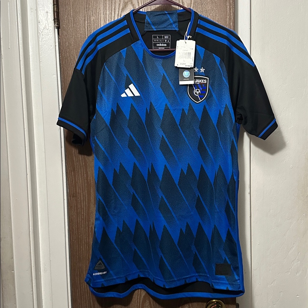 Adidas Authentic 2023-24 San Jose Quakes MLS Football Soccer Jersey Men’s LG NWT